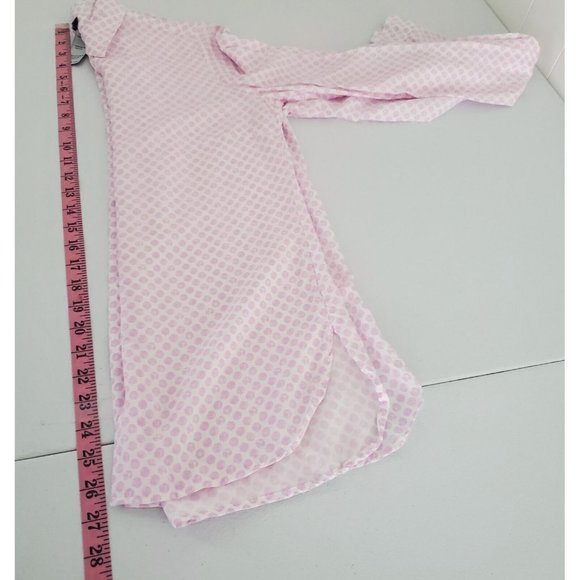 Olsen Europe Womens Pink Polka Dot Button Front Blouse Size XS Long Sleeve Work - Picture 5 of 7